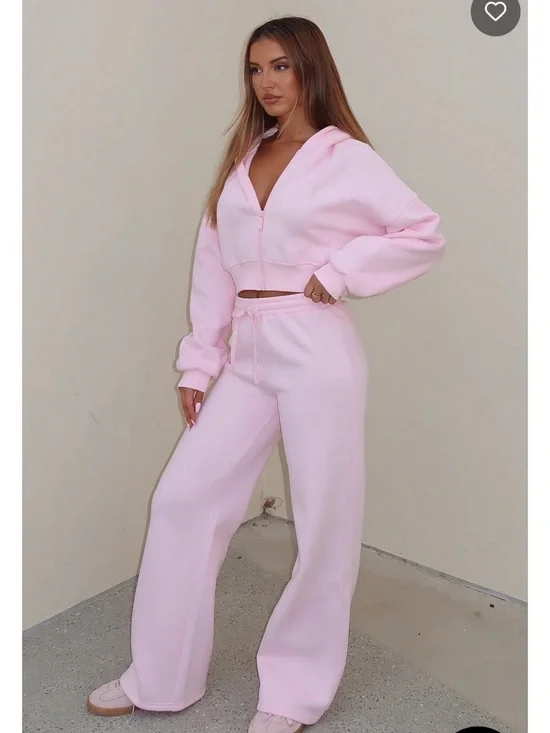 White Fox - Light Pink Wide-Leg Sweatpants - Picture 1 of 6